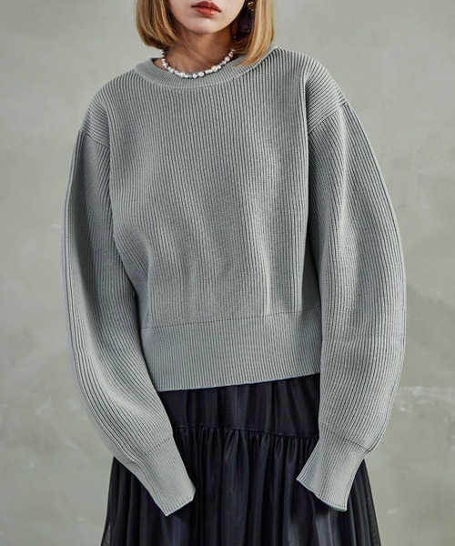 Fashion Letter(ファッションレター)の「ダンボールニット バナナスリーブ オーバーサイズ プルオーバー(ニット/セーター・レディース・アイボリー/ブラック/ミント/オレンジ/ブルー/グレー・M)」の17枚目の写真