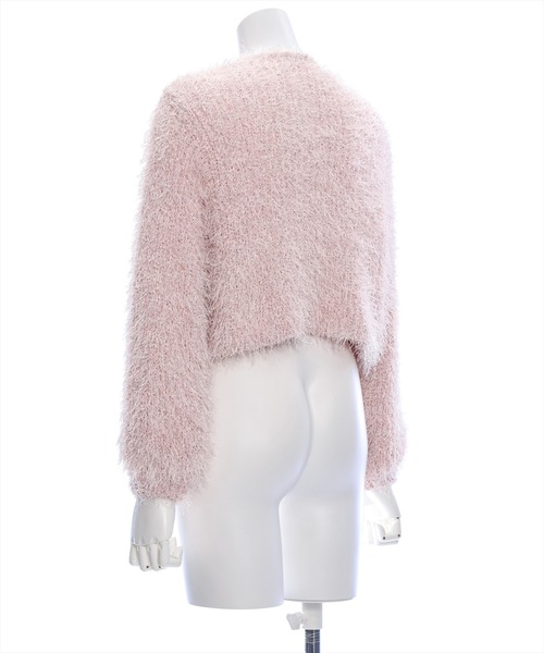 clear（クリア）の「フェザーベロアリボンニットカーディガン [着回し力抜群 ガーリー 着心地抜群]≪再入荷≫（カーディガン/ボレロ・レディース・ピンク/グレー・F）」の8枚目の写真