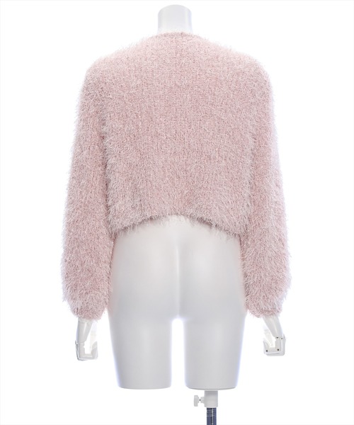 clear（クリア）の「フェザーベロアリボンニットカーディガン [着回し力抜群 ガーリー 着心地抜群]≪再入荷≫（カーディガン/ボレロ・レディース・ピンク/グレー・F）」の9枚目の写真