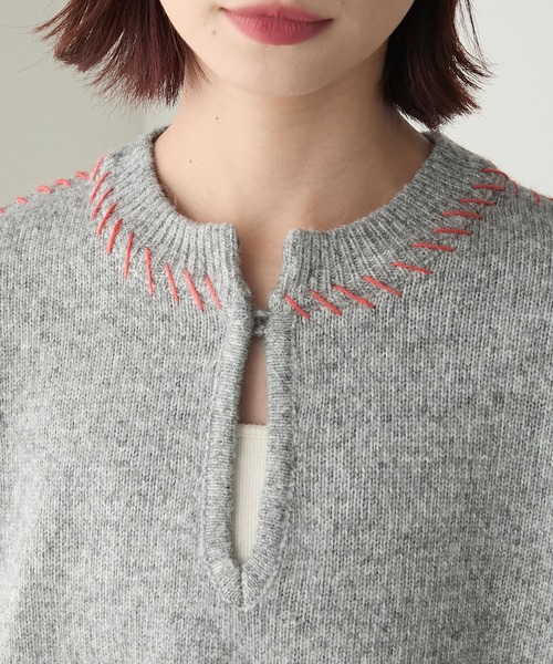 BONLECILL（ボンルシール）の「2WAYブランケットステッチニットプルオーバー（ニット/セーター・レディース・アイボリー/ブラック/杢グレー・FREE）」の22枚目の写真