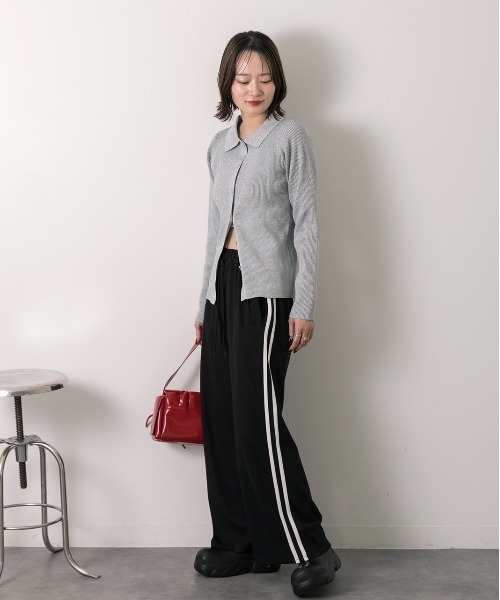 ad thie（アドティエ）の「サイドライン スムースロングパンツ（スウェットパンツ・レディース・チャコール/杢グレー/ブラック・FREE）」の22枚目の写真
