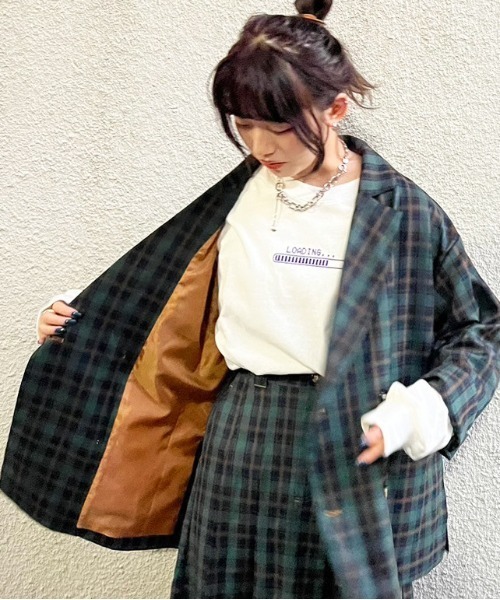 DOUBLE NAME（ダブルネーム）の「ダブルボタンゆるジャケット/ユニセックス（テーラードジャケット・レディース・ブラック/グリーン/ネイビー・FREE）」の12枚目の写真