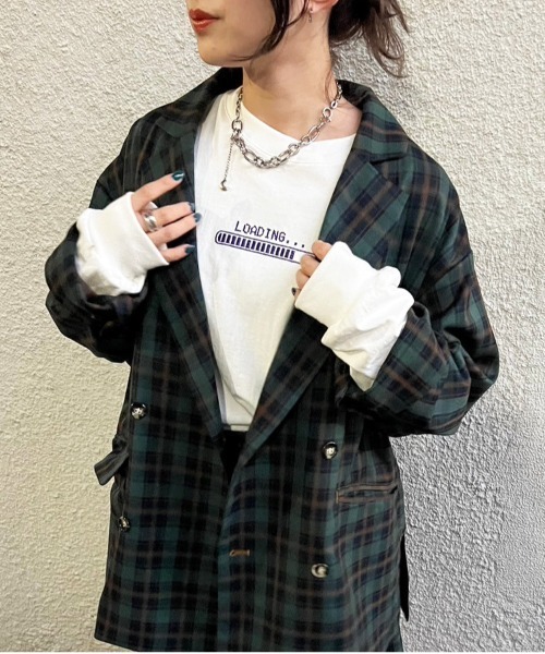 DOUBLE NAME（ダブルネーム）の「ダブルボタンゆるジャケット/ユニセックス（テーラードジャケット・レディース・ブラック/グリーン/ネイビー・FREE）」の13枚目の写真