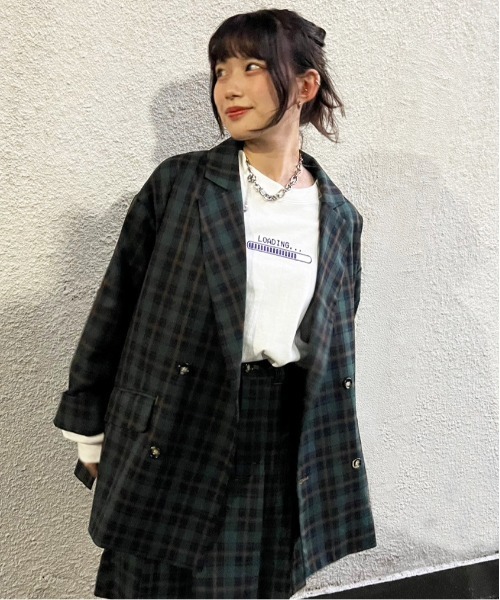 DOUBLE NAME（ダブルネーム）の「ダブルボタンゆるジャケット/ユニセックス（テーラードジャケット・レディース・ブラック/グリーン/ネイビー・FREE）」の14枚目の写真