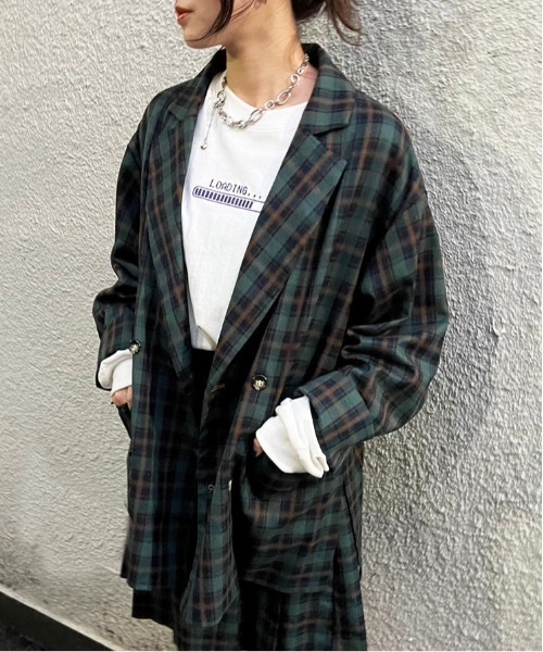 DOUBLE NAME（ダブルネーム）の「ダブルボタンゆるジャケット/ユニセックス（テーラードジャケット・レディース・ブラック/グリーン/ネイビー・FREE）」の15枚目の写真