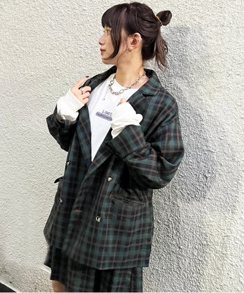 DOUBLE NAME（ダブルネーム）の「ダブルボタンゆるジャケット/ユニセックス（テーラードジャケット・レディース・ブラック/グリーン/ネイビー・FREE）」の17枚目の写真