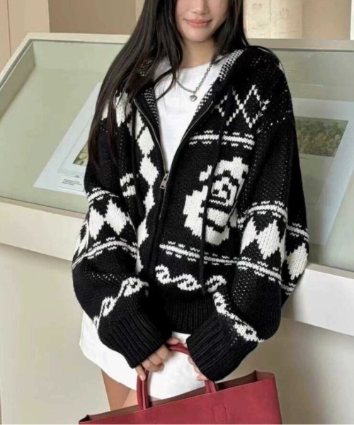 極美品✨ルネ パールメッシュニットパーカー ダブルジップ パフスリーブ ネイビー 極美品✨ルネ パールメッシュニットパーカー ダブルジップ