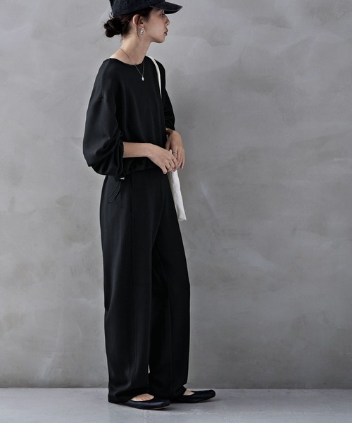 etoll.（エトル）の「ドロストダンボールニットプルオーバー（スウェット・レディース・ブラック/アイボリー/チャコール・M）」の5枚目の写真