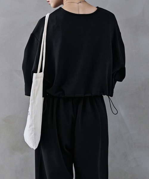 etoll.（エトル）の「ドロストダンボールニットプルオーバー（スウェット・レディース・ブラック/アイボリー/チャコール・M）」の6枚目の写真