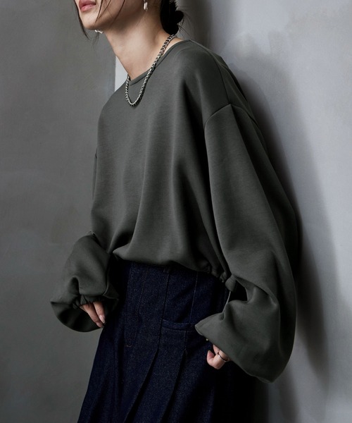 etoll.（エトル）の「ドロストダンボールニットプルオーバー（スウェット・レディース・ブラック/アイボリー/チャコール・M）」の20枚目の写真