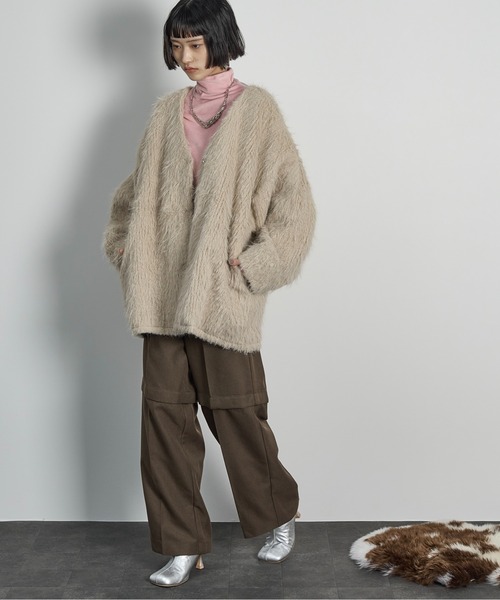 THE YOn(ザヨン)の「ショートorフルレングス2WAYピーチツイルタックパンツ(スラックス・レディース・アイボリー/ブラック/ブラウン・S/M)」の4枚目の写真