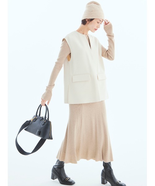 Mila Owen(ミラオーウェン)の「リブニット帽(ニットキャップ/ビーニー・レディース・グレー/ベージュ/レッド・FREE)」の10枚目の写真