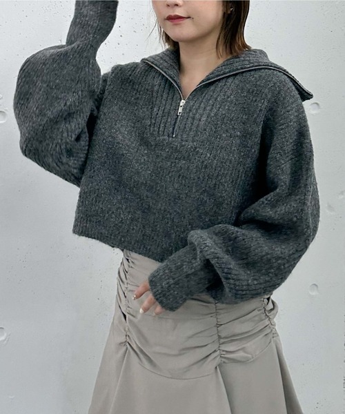 archives（アルシーヴ）の「ハーフＺＩＰ片畦ラメニット（ニット/セーター・レディース・ブラック/アイボリー/ブルー/オレンジ/ピンク・MEDIUM）」の12枚目の写真