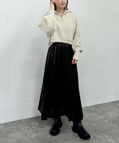 archives（アルシーヴ）の「ハーフＺＩＰ片畦ラメニット（ニット/セーター・レディース・ブラック/アイボリー/ブルー/オレンジ/ピンク・MEDIUM）」の21枚目の写真