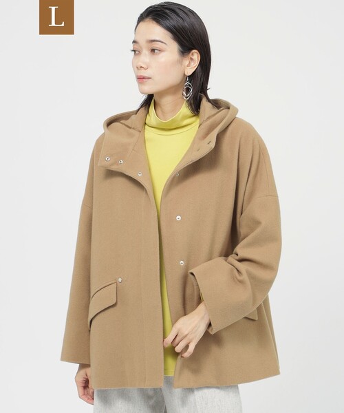 【セール】【L】【カタログ掲載品】ウールスーパービーバーフーデッドコート（ピーコート）｜EVEX by KRIZIA（エヴェックスバイクリツィア）