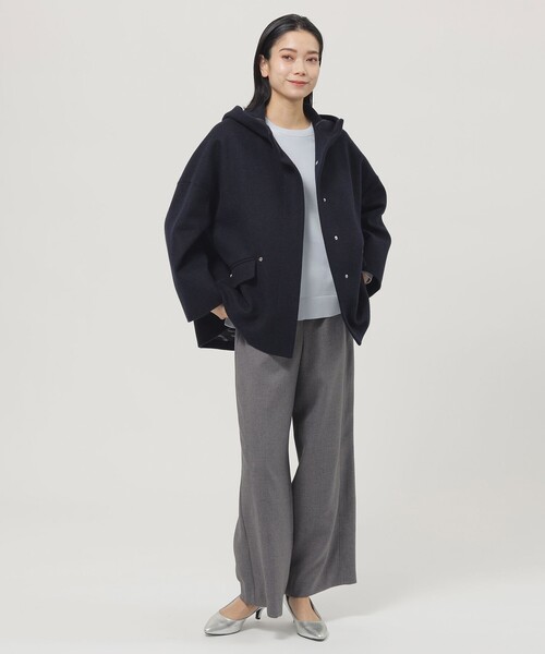 【セール】【L】【カタログ掲載品】ウールスーパービーバーフーデッドコート（ピーコート）｜EVEX by KRIZIA（エヴェックスバイクリツィア）