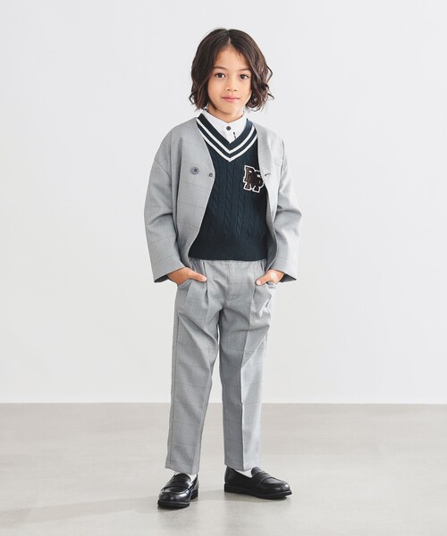 B:MING by BEAMS（ビーミングバイビームス）の「【フォーマル・セレモニー】チェック タック  ロングパンツ（100～130cm）（スーツパンツ・キッズ・グレー・130/120/110/100）」の3枚目の写真