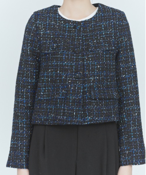 TWEED BOLD JACKET（ノーカラージャケット）｜BLUE×PALANG