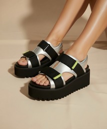 ALL BLACK（オールブラック）の「【本革/厚底/6cm】キャタピラーソール ベルクロサンダル（サンダル）」