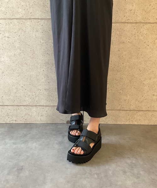 ジェフリーキャンベル　サンダル キャタピラーソール ベルクロサンダル ALL BLACK│Jeffrey