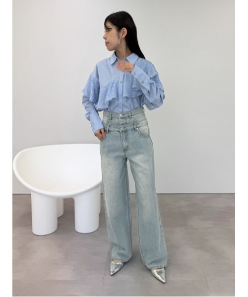 miette(ミエット)の「ダブルウエストデニムパンツ(デニムパンツ・レディース・ブラック/ライトブルー・FREE)」の21枚目の写真