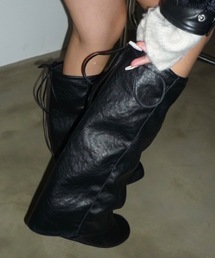 SHAGGIE | スクエアトゥヴィンテージレザーロングカバーブーツ(ブーツ)