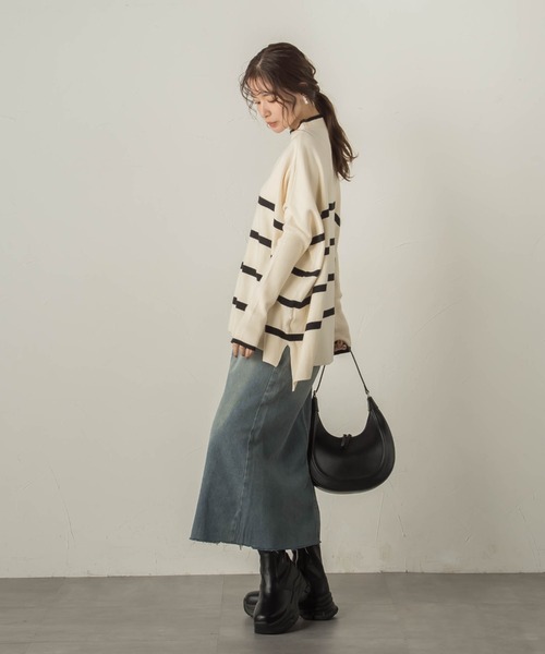 VICKY(ビッキー)の「ドルマンスリーブボーダーニットプルオーバー≪手洗い可能≫(ニット/セーター・レディース・アイボリー/ダークネイビー/レッド系その他・M)」の17枚目の写真
