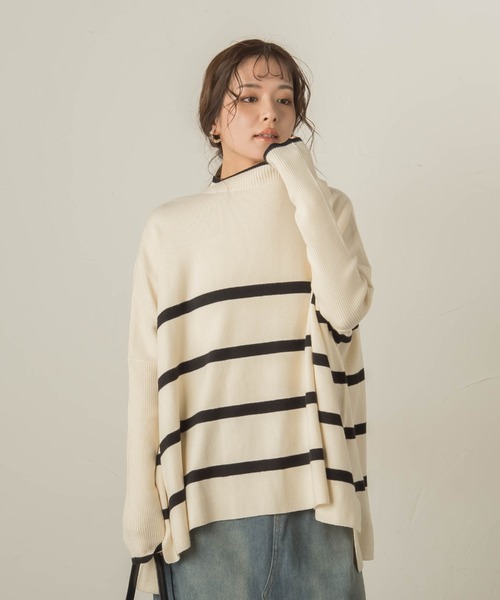 VICKY(ビッキー)の「ドルマンスリーブボーダーニットプルオーバー≪手洗い可能≫(ニット/セーター・レディース・アイボリー/ダークネイビー/レッド系その他・M)」の19枚目の写真