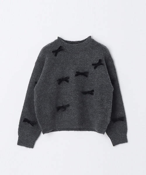 coca（coca）（コカ）の「【WEB限定セール】キッズ　リボンニットトップス（ニット/セーター・キッズ・チャコール/ライトブルー・120/150/130/140）」の3枚目の写真