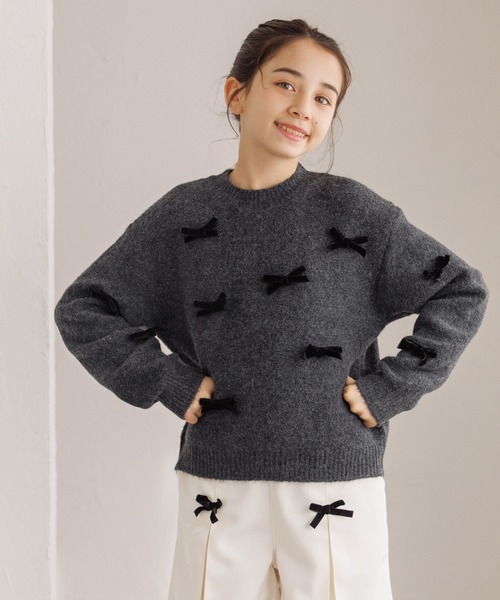 coca（coca）（コカ）の「【WEB限定セール】キッズ　リボンニットトップス（ニット/セーター・キッズ・チャコール/ライトブルー・120/150/130/140）」の16枚目の写真