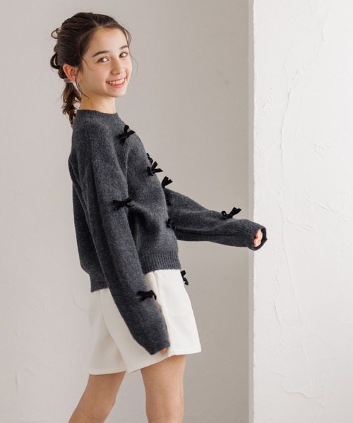 coca（coca）（コカ）の「【WEB限定セール】キッズ　リボンニットトップス（ニット/セーター・キッズ・チャコール/ライトブルー・120/150/130/140）」の17枚目の写真