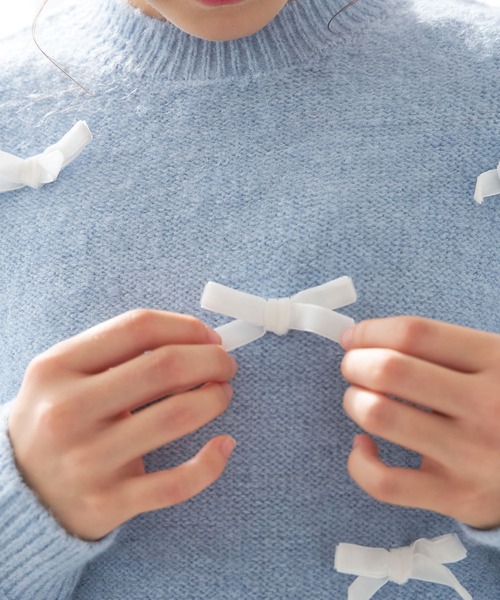 coca（coca）（コカ）の「【WEB限定セール】キッズ　リボンニットトップス（ニット/セーター・キッズ・チャコール/ライトブルー・120/150/130/140）」の6枚目の写真