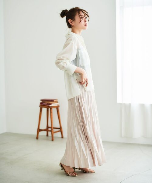 le.coeur blanc（ルクールブラン）の「ダブルポケットシアーシャツ（シャツ/ブラウス・レディース・オフホワイト/ライトベージュ/ブルー/ライトブラウン・38）」の5枚目の写真