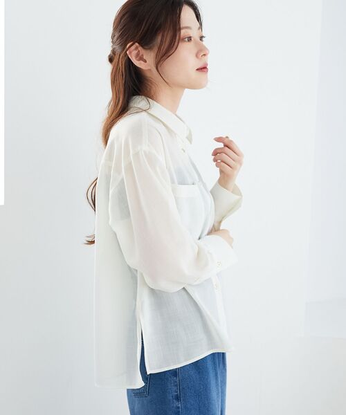 le.coeur blanc（ルクールブラン）の「ダブルポケットシアーシャツ（シャツ/ブラウス・レディース・オフホワイト/ライトベージュ/ブルー/ライトブラウン・38）」の11枚目の写真
