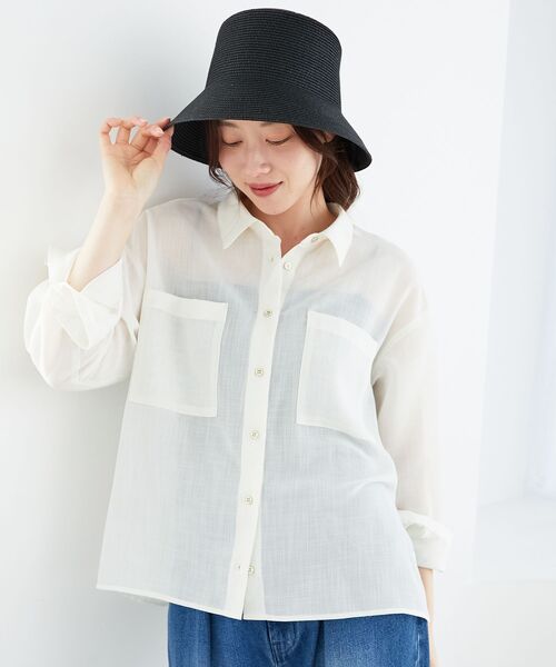 le.coeur blanc（ルクールブラン）の「ダブルポケットシアーシャツ（シャツ/ブラウス・レディース・オフホワイト/ライトベージュ/ブルー/ライトブラウン・38）」の14枚目の写真