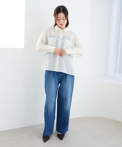 le.coeur blanc（ルクールブラン）の「ダブルポケットシアーシャツ（シャツ/ブラウス・レディース・オフホワイト/ライトベージュ/ブルー/ライトブラウン・38）」の15枚目の写真