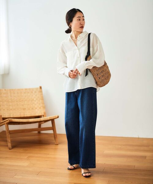 le.coeur blanc（ルクールブラン）の「ダブルポケットシアーシャツ（シャツ/ブラウス・レディース・オフホワイト/ライトベージュ/ブルー/ライトブラウン・38）」の18枚目の写真