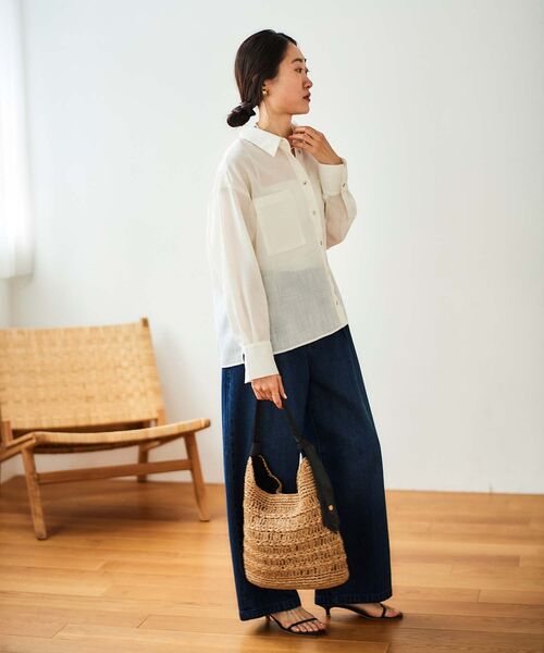 le.coeur blanc（ルクールブラン）の「ダブルポケットシアーシャツ（シャツ/ブラウス・レディース・オフホワイト/ライトベージュ/ブルー/ライトブラウン・38）」の19枚目の写真