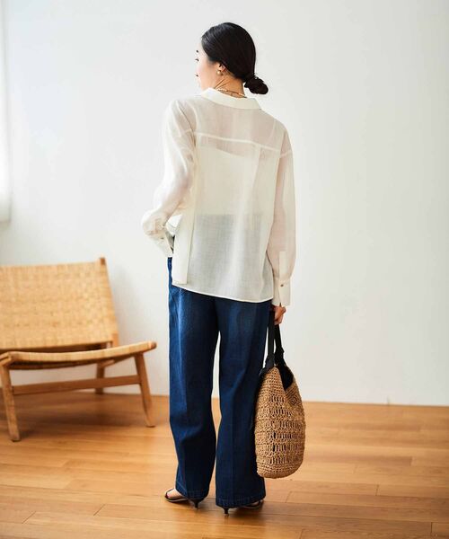 le.coeur blanc（ルクールブラン）の「ダブルポケットシアーシャツ（シャツ/ブラウス・レディース・オフホワイト/ライトベージュ/ブルー/ライトブラウン・38）」の20枚目の写真