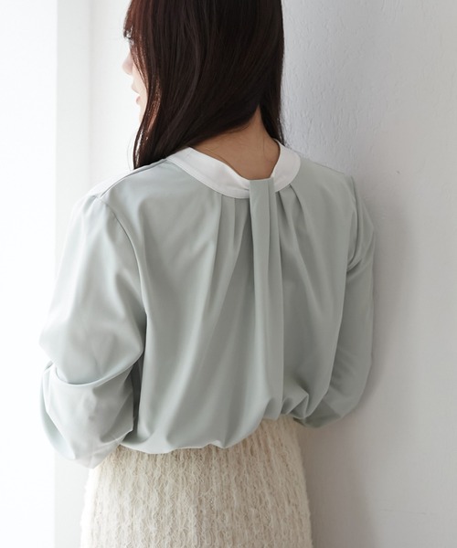 Another Branch olive des olive(アナザーブランチオリーブデオリーブ)の「配色2WAYブラウス(シャツ/ブラウス・レディース・ネイビー/ミント/ブルーグレー/アイボリー/オフホワイト・FREE)」の19枚目の写真