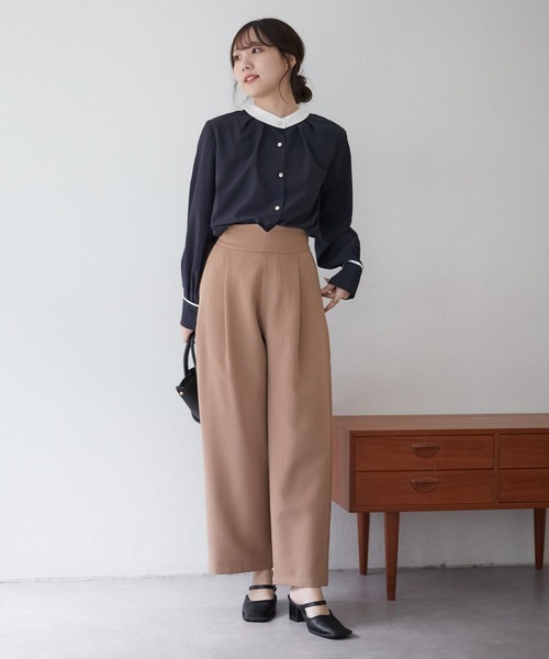 Another Branch olive des olive(アナザーブランチオリーブデオリーブ)の「配色2WAYブラウス(シャツ/ブラウス・レディース・ネイビー/ミント/ブルーグレー/アイボリー/オフホワイト・FREE)」の13枚目の写真