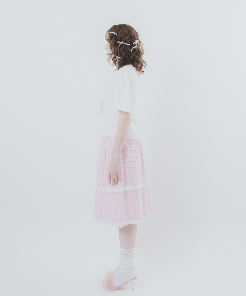 Lolime by mellfy memory(ロリミー バイ メルフィーメモリー)の「creamy buttercreamスカート(スカート・レディース・ピンク/ホワイト・LL/M)」の4枚目の写真