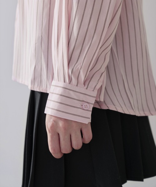 UNE MANSION(ユヌマンション)の「スタンダードベーシックストライプシャツ(シャツ/ブラウス・レディース・スカイブルー/ベージュ/ホワイト/ピンク・FREE)」の14枚目の写真