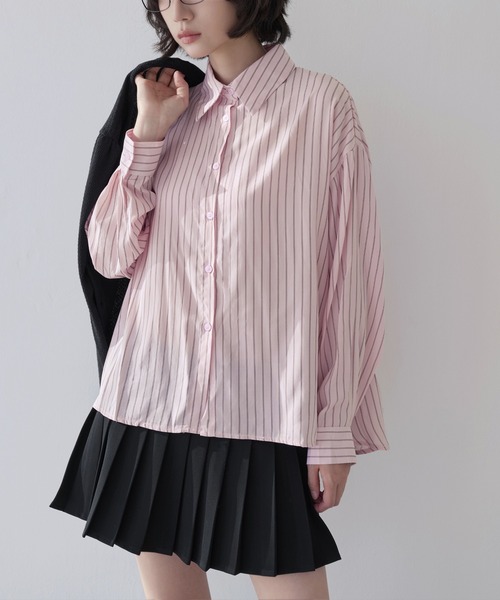 休日限定 セール】スタンダードベーシックストライプシャツ（シャツ トップス