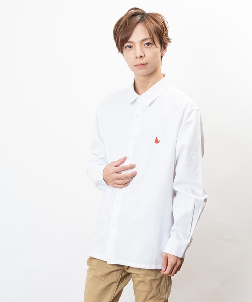 Healthknit Product(ヘルスニットプロダクト)の「Healthknit Product ヘルスニットプロダクト コヨーテ 刺繍 オックスフォード シャツ(GW)(シャツ/ブラウス・メンズ・ネイビー/ブルー系/ネイビー系/ホワイト・L/M/XL)」の5枚目の写真
