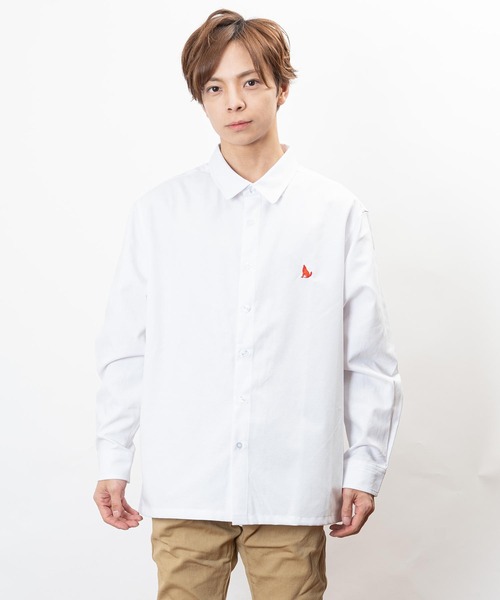 Healthknit Product(ヘルスニットプロダクト)の「Healthknit Product ヘルスニットプロダクト コヨーテ 刺繍 オックスフォード シャツ(GW)(シャツ/ブラウス・メンズ・ネイビー/ブルー系/ネイビー系/ホワイト・L/M/XL)」の6枚目の写真