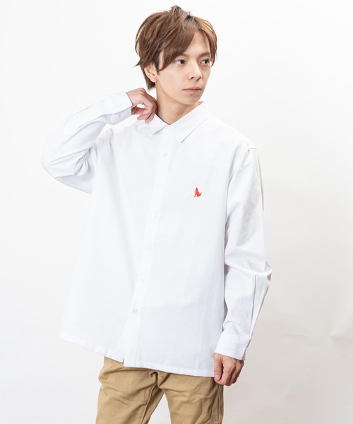 Healthknit Product(ヘルスニットプロダクト)の「Healthknit Product ヘルスニットプロダクト コヨーテ 刺繍 オックスフォード シャツ(GW)(シャツ/ブラウス・メンズ・ネイビー/ブルー系/ネイビー系/ホワイト・L/M/XL)」の7枚目の写真