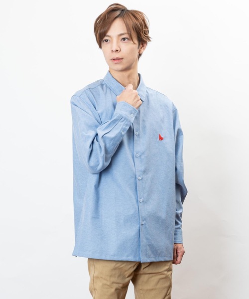 Healthknit Product(ヘルスニットプロダクト)の「Healthknit Product ヘルスニットプロダクト コヨーテ 刺繍 オックスフォード シャツ(GW)(シャツ/ブラウス・メンズ・ネイビー/ブルー系/ネイビー系/ホワイト・L/M/XL)」の11枚目の写真