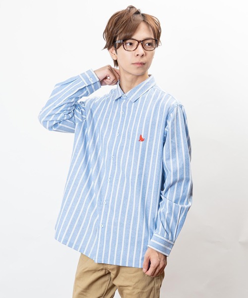 Healthknit Product(ヘルスニットプロダクト)の「Healthknit Product ヘルスニットプロダクト コヨーテ 刺繍 オックスフォード シャツ(GW)(シャツ/ブラウス・メンズ・ネイビー/ブルー系/ネイビー系/ホワイト・L/M/XL)」の21枚目の写真