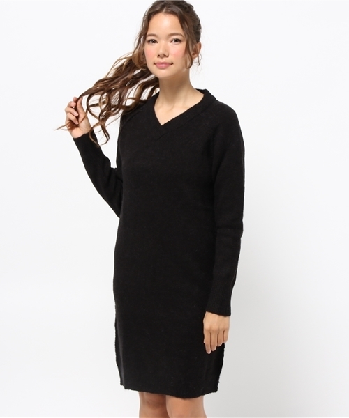 CIAOPANIC TYPY(チャオパニックティピー)の「アルパカストレッチVネックニットワンピース(ワンピース・レディース・ブラック/カーキ/グレー・FREE)」の14枚目の写真